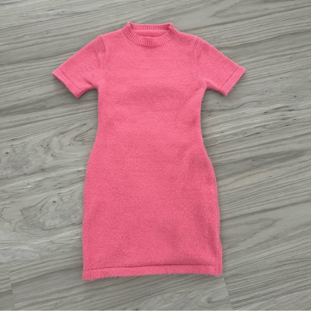 🔻🔻🔻sale Hot pink/ barbie pink fuzzy knit dress